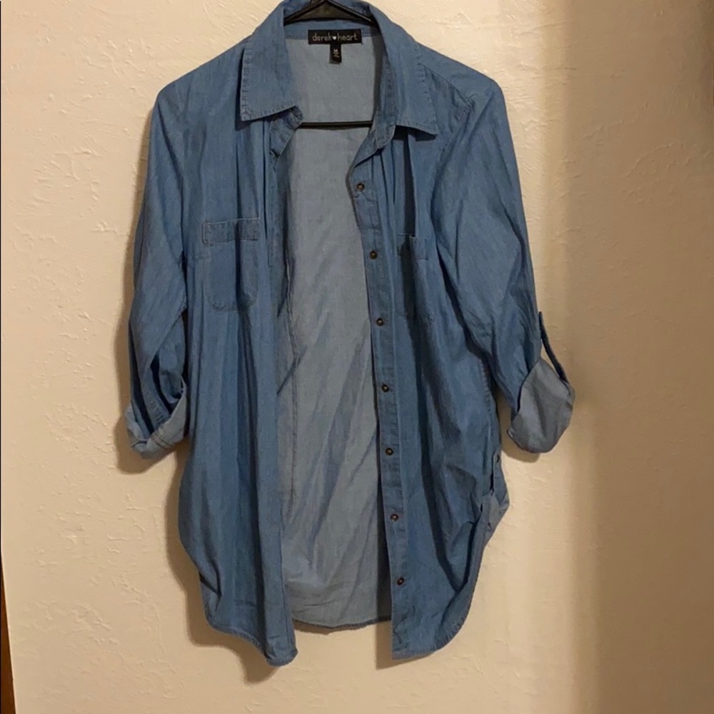 3/4 sleeve blue denim top
